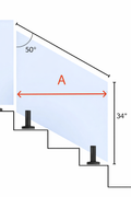 Rampe d’escalier inclinée en verre trempé 1/2 po (12 mm) –  (hauteur 34")